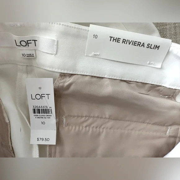 NWT LOFT Riviera Slim White Pants, 10 - Picture 4 of 4